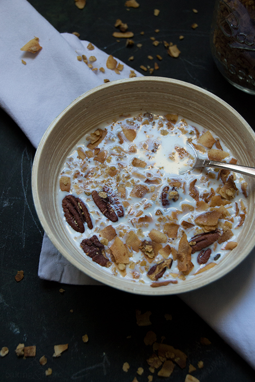 Granola mit Kokosnussflocken, Nüssen und Zimt - Granola with Coconut Flakes, Nuts and Cinnamon